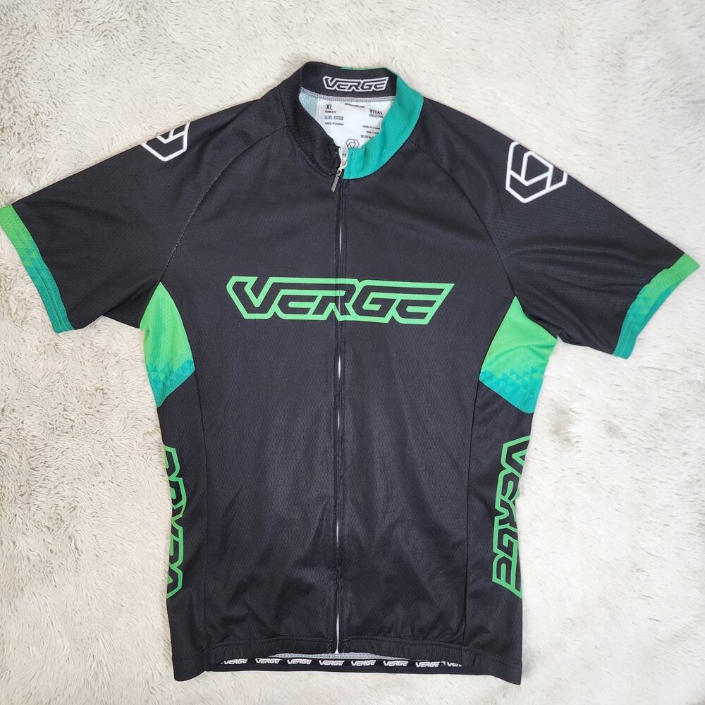 Verge Women's Cycling Jersey Size XL Black Green Elite Fitted Vital Collection